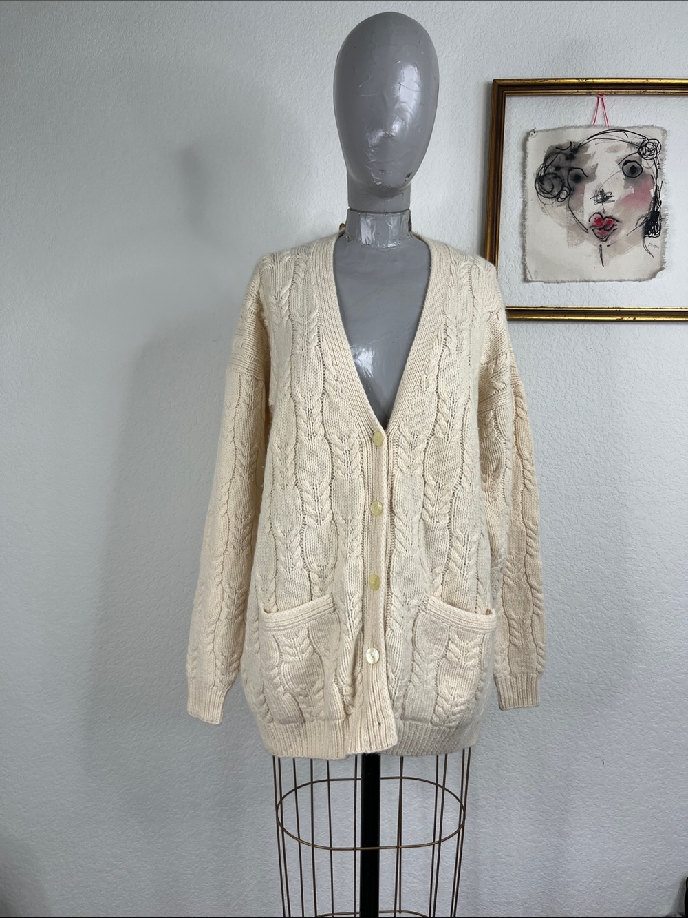 TSE Cashmere Cable Knit Oversized Patch Pocket Cardigan Sweater